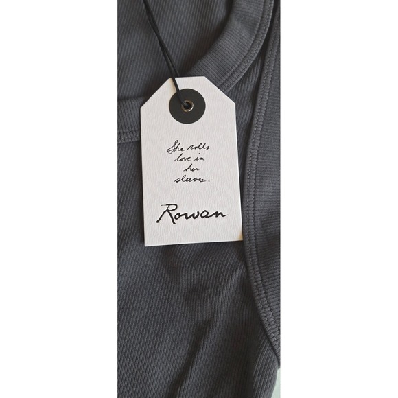 Rowan Dylan Knit Maxi Dress Faded Black Ribbed Side Slit American Made XS - Picture 5 of 10